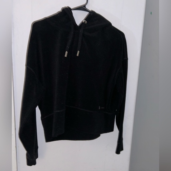 COPY - Gorgeous mint vintage Calvin Klein cropped ladies hoodie black velour / … - Picture 4 of 11